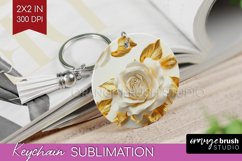 3d Rose Keychain PNG - Marble Rose Keychain Sublimation Product Image 1