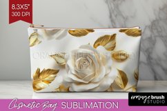 3d Rose Cosmetic Bag - Marble Rose Makeup Bag PNG Product Image 1