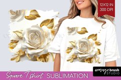 3d Rose Square Tshirt Background - Marble Rose PNG Product Image 1