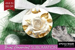3d Rose Ornament PNG - Marble Rose PNG Sublimation Product Image 1