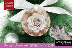 3d Rose Ornament PNG - Marble Rose PNG Sublimation Product Image 1