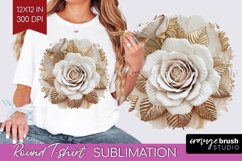 3d Rose Round Tshirt Background - Marble Rose PNG Product Image 1
