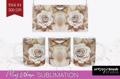 3d Rose Mug Wrap - Marble Rose Mug PNG Sublimation Product Image 1