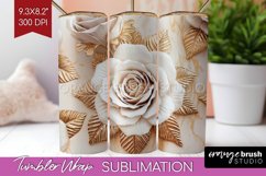 3d Rose Tumbler Wrap - Marble Rose Tumbler PNG Sublimation Product Image 1