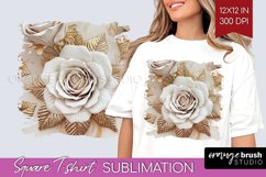 3d Rose Square Tshirt Background - Marble Rose PNG Product Image 1