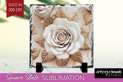 3d Rose Slate PNG - Marble Rose Square Slate Sublimation Product Image 1