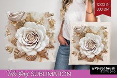 3d Rose Tote Bag - Marble Rose Tote Bag PNG Sublimation Product Image 1