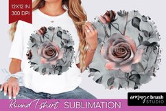 3d Rose Round Tshirt Background - Marble Rose PNG Product Image 1