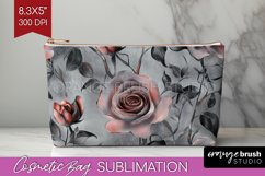 3d Rose Cosmetic Bag - Marble Rose Makeup Bag PNG Product Image 1
