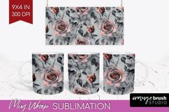 3d Rose Mug Wrap - Marble Rose Mug PNG Sublimation Product Image 1