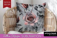 3d Rose Pillow Sublimation - Marble Rose Pillow Cover PNG Product Image 1