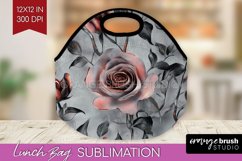 3d Rose Lunch Bag - Marble Rose Lunch Bug PNG Sublimation Product Image 1