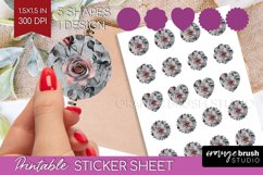 3d Rose Round Sticker - Marble Rose Printable Sticker Sheet Product Image 1