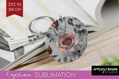 3d Rose Keychain PNG - Marble Rose Keychain Sublimation Product Image 1