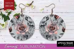 3d Rose Round Earrings - Marble Rose PNG Sublimation Product Image 1