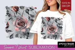 3d Rose Square Tshirt Background - Marble Rose PNG Product Image 1