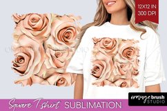 3d Rose Square Tshirt Background - Marble Rose PNG Product Image 1