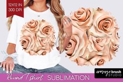 3d Rose Round Tshirt Background - Marble Rose PNG Product Image 1