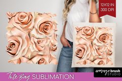 3d Rose Tote Bag - Marble Rose Tote Bag PNG Sublimation Product Image 1