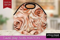 3d Rose Lunch Bag - Marble Rose Lunch Bug PNG Sublimation Product Image 1