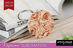 3d Rose Keychain PNG - Marble Rose Keychain Sublimation Product Image 1
