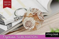 3d Rose Keychain PNG - Marble Rose Keychain Sublimation Product Image 1