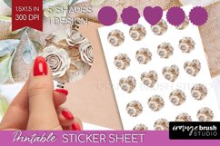 3d Rose Round Sticker - Marble Rose Printable Sticker Sheet Product Image 1