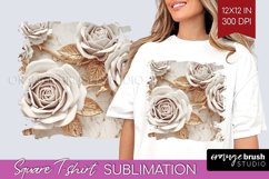 3d Rose Square Tshirt Background - Marble Rose PNG Product Image 1
