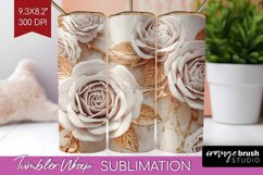 3d Rose Tumbler Wrap - Marble Rose Tumbler PNG Sublimation Product Image 1