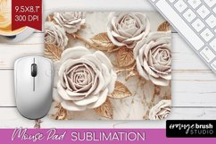 3d Rose Mouse Pad Sublimation - Marble Rose Mousepad PNG Product Image 1
