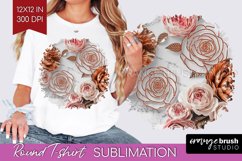 3d Rose Round Tshirt Background - Marble Rose PNG Product Image 1