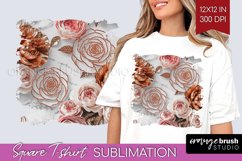 3d Rose Square Tshirt Background - Marble Rose PNG Product Image 1