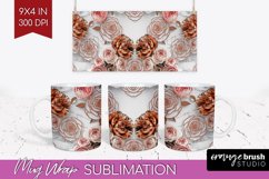 3d Rose Mug Wrap - Marble Rose Mug PNG Sublimation Product Image 1