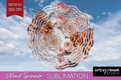 3d Rose Wind Spinner Sublimation PNG - Marble Rose Round Product Image 1