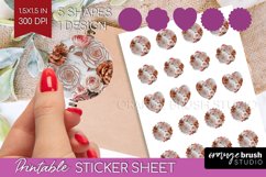 3d Rose Round Sticker - Marble Rose Printable Sticker Sheet Product Image 1