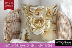 3d Rose Pillow Sublimation - Marble Rose Pillow Cover PNG Product Image 1