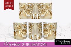3d Rose Mug Wrap - Marble Rose Mug PNG Sublimation Product Image 1