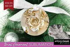 3d Rose Ornament PNG - Marble Rose PNG Sublimation Product Image 1