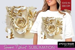 3d Rose Square Tshirt Background - Marble Rose PNG Product Image 1