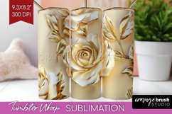 3d Rose Tumbler Wrap - Marble Rose Tumbler PNG Sublimation Product Image 1