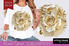3d Rose Round Tshirt Background - Marble Rose PNG Product Image 1