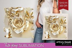 3d Rose Tote Bag - Marble Rose Tote Bag PNG Sublimation Product Image 1