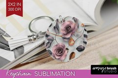 3d Rose Keychain PNG - Marble Rose Keychain Sublimation Product Image 1