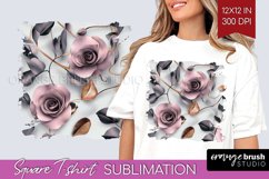 3d Rose Square Tshirt Background - Marble Rose PNG Product Image 1