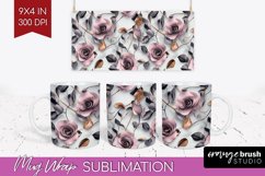 3d Rose Mug Wrap - Marble Rose Mug PNG Sublimation Product Image 1