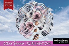 3d Rose Wind Spinner Sublimation PNG - Marble Rose Round Product Image 1