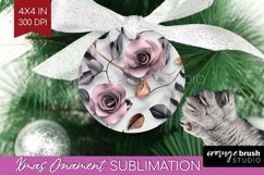 3d Rose Ornament PNG - Marble Rose PNG Sublimation Product Image 1