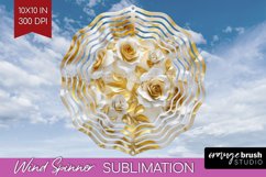 3d Rose Wind Spinner Sublimation PNG - Marble Rose Round Product Image 1