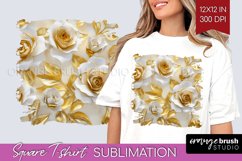 3d Rose Square Tshirt Background - Marble Rose PNG Product Image 1
