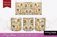 3d Rose Mug Wrap - Marble Rose Mug PNG Sublimation Product Image 1